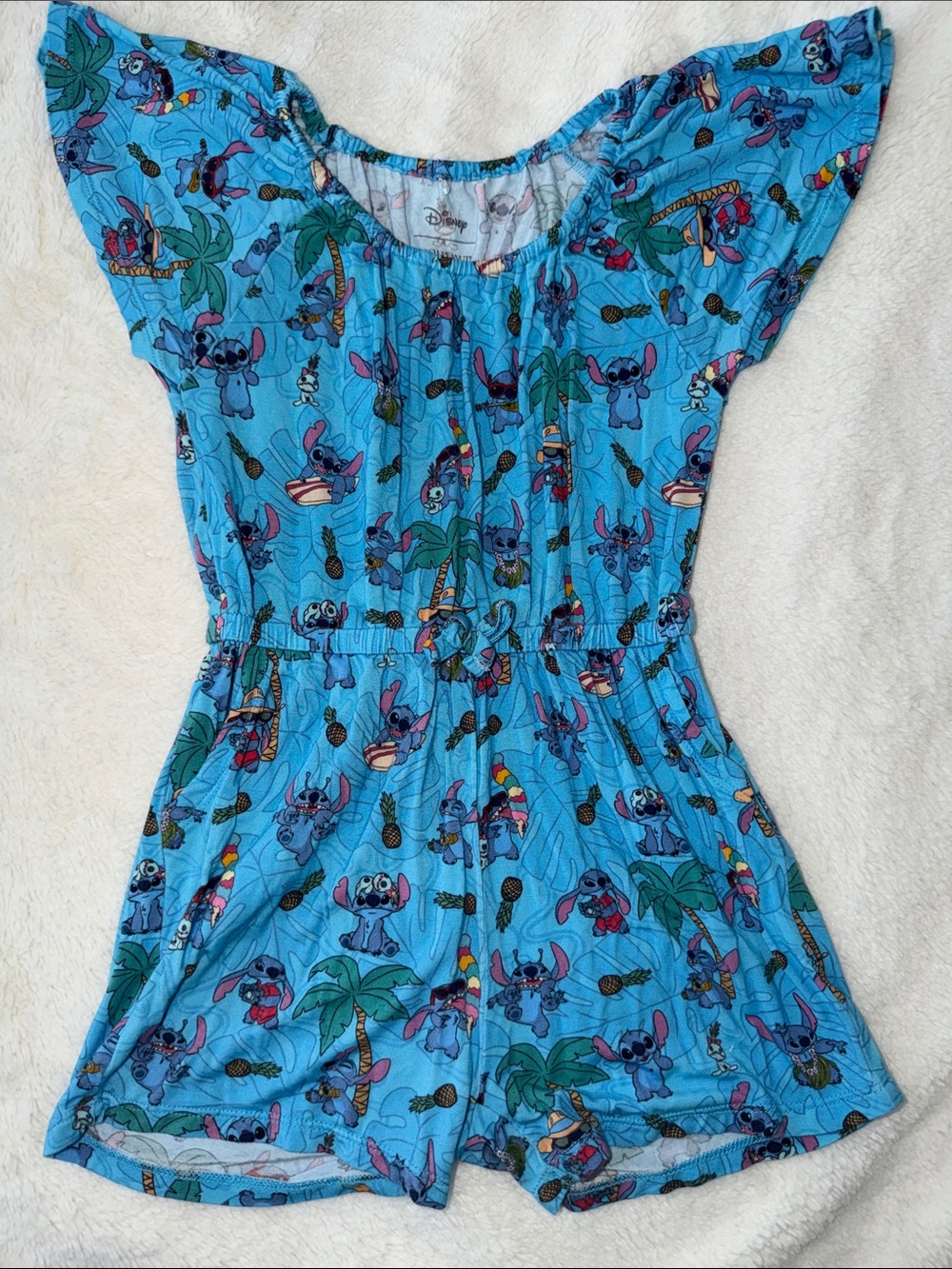 Posh Peanut x Disney Blue Lilo & Stitch Tropical Print Romper 3T/4T